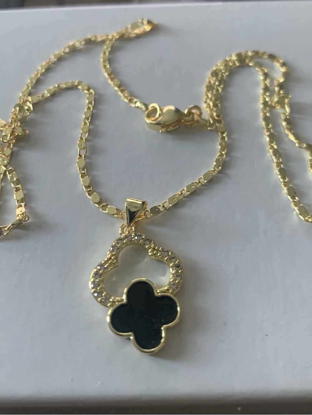 Gold-tone Clover Pendant Necklace